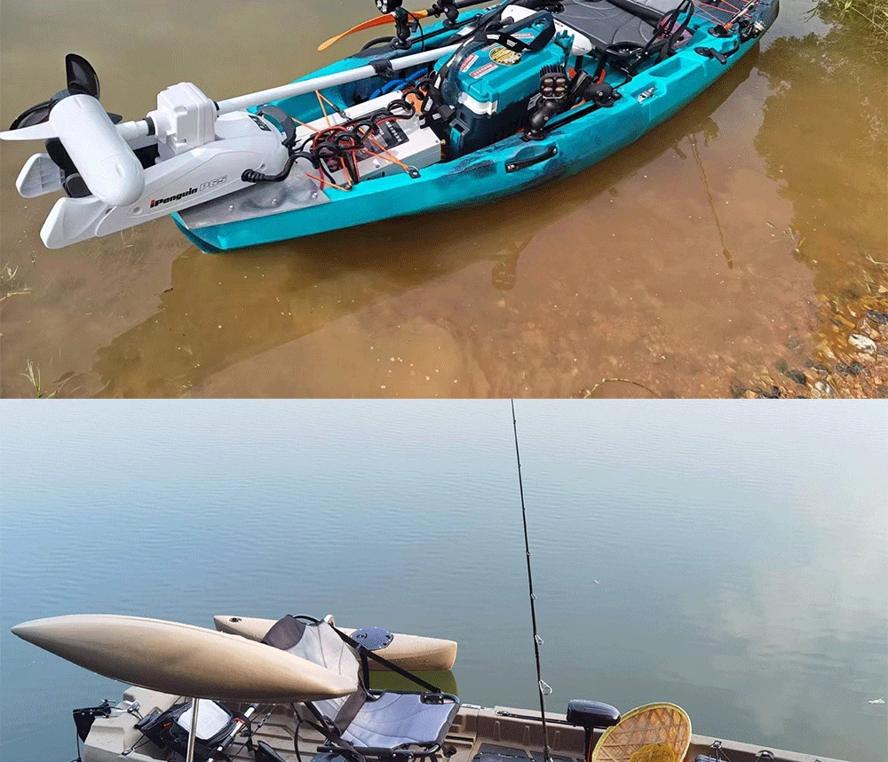 LLDPE Kayak modulare con motore Canoa per barca da pesca con sedile e pagaia Zattera montata portatile per la pesca all'aperto alla deriva