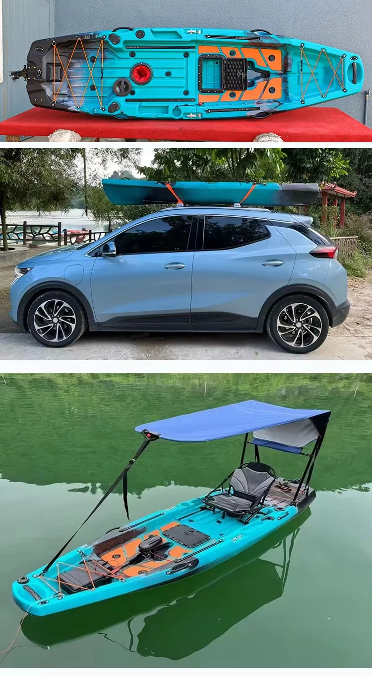 LLDPE Kayak modulare con motore Canoa per barca da pesca con sedile e pagaia Zattera montata portatile per la pesca all'aperto alla deriva