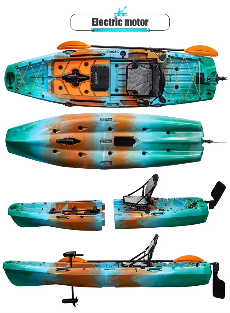 LLDPE Kayak modulare con motore Canoa per barca da pesca con sedile e pagaia Zattera montata portatile per la pesca all'aperto alla deriva