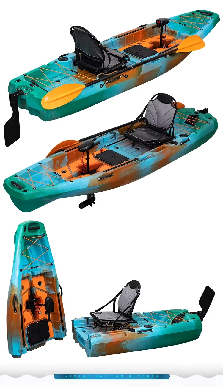 LLDPE Kayak modulare con motore Canoa per barca da pesca con sedile e pagaia Zattera montata portatile per la pesca all'aperto alla deriva