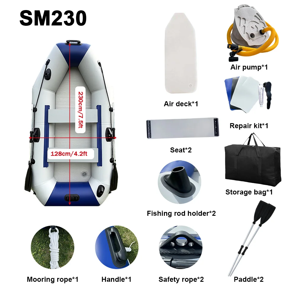 Barca gonfiabile Savagemarine-PVC per la pesca sul fiume, esca per kayak, barca da pesca, può installare il motore fuoribordo