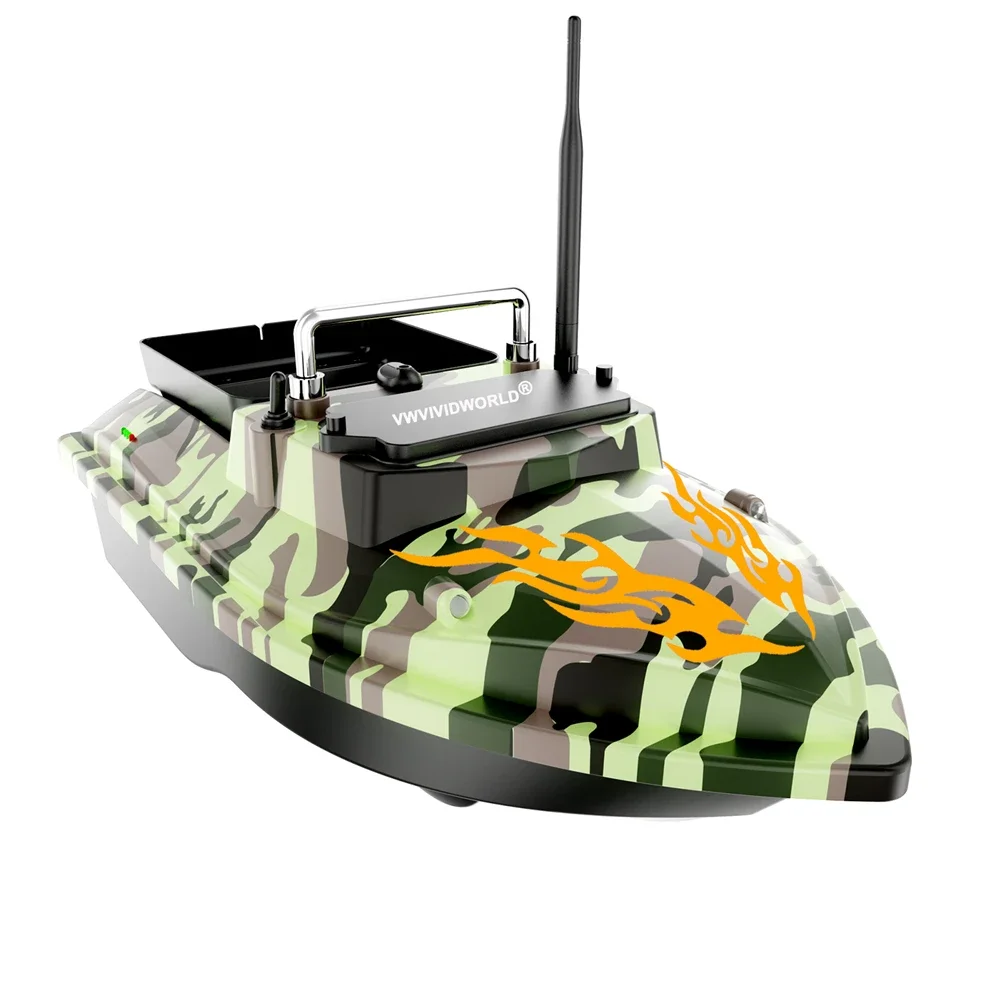 VWVIVIDWORLD, 2024 Nuovo, Barca esca da pesca RC, caricata da 2 kg, crociera a velocità fissa, impermeabile, ad alta velocità, 4 luci notturne