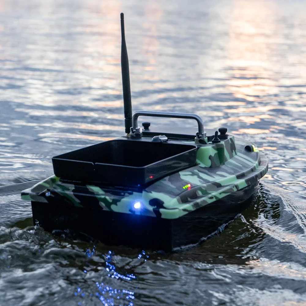 VWVIVIDWORLD, 2024 Nuovo, Barca esca da pesca RC, caricata da 2 kg, crociera a velocità fissa, impermeabile, ad alta velocità, 4 luci notturne