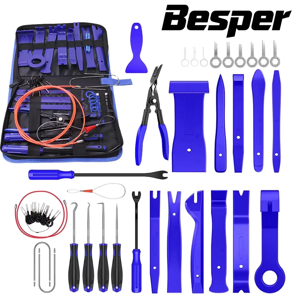43 pezzi Set di strumenti manuali Strumento di smontaggio a leva Clip per porta interna Pannello di rivestimento Kit di strumenti per rimozione cruscotto Strumento di riparazione per apertura auto automatica