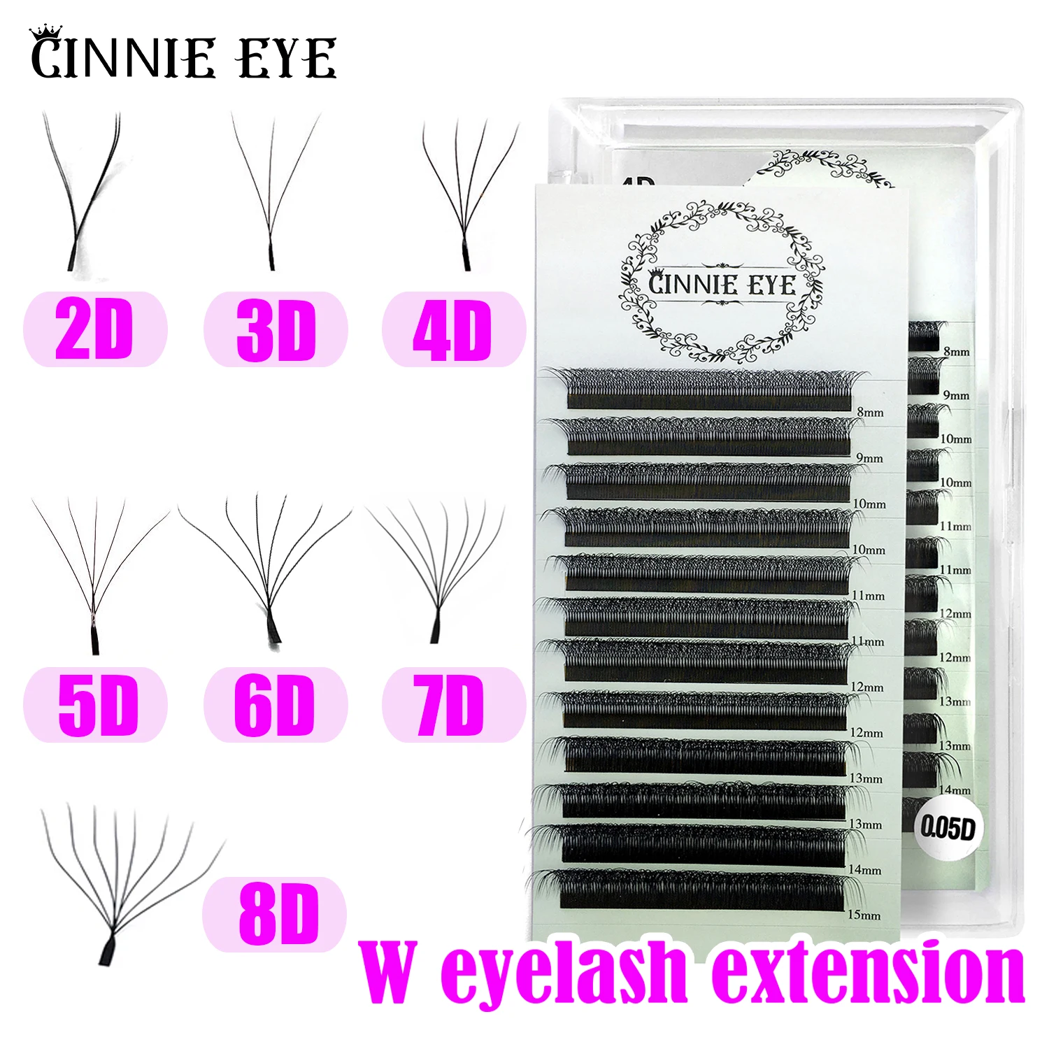 5W 8W Estensione Ciglia 3D W Forma Capelli Naturali Lash CIlios 5D 4W 6W 7W Ciglia Finte Makup Drop Shipper Premade Volume Ventole