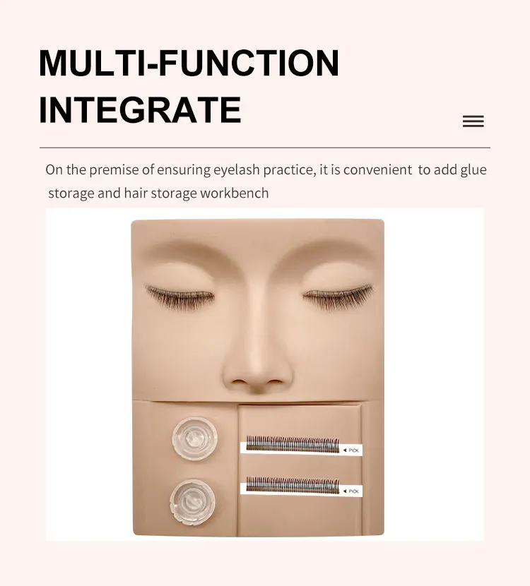 Vassoio pratico 3 in 1 testa pratica in plastica economica con occhi per l'estensione delle ciglia Logo privato delle palpebre sostituibili