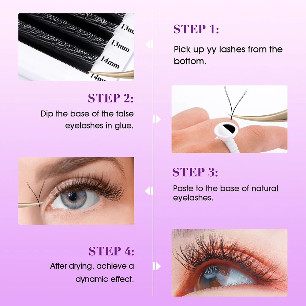 MASSCAKU U Forma YY Ciglia Finte 8-15mm Mix CD Curl Doppie Punte Estensione Ciglia Hand-wowen Ciglia Individuali All'ingrosso