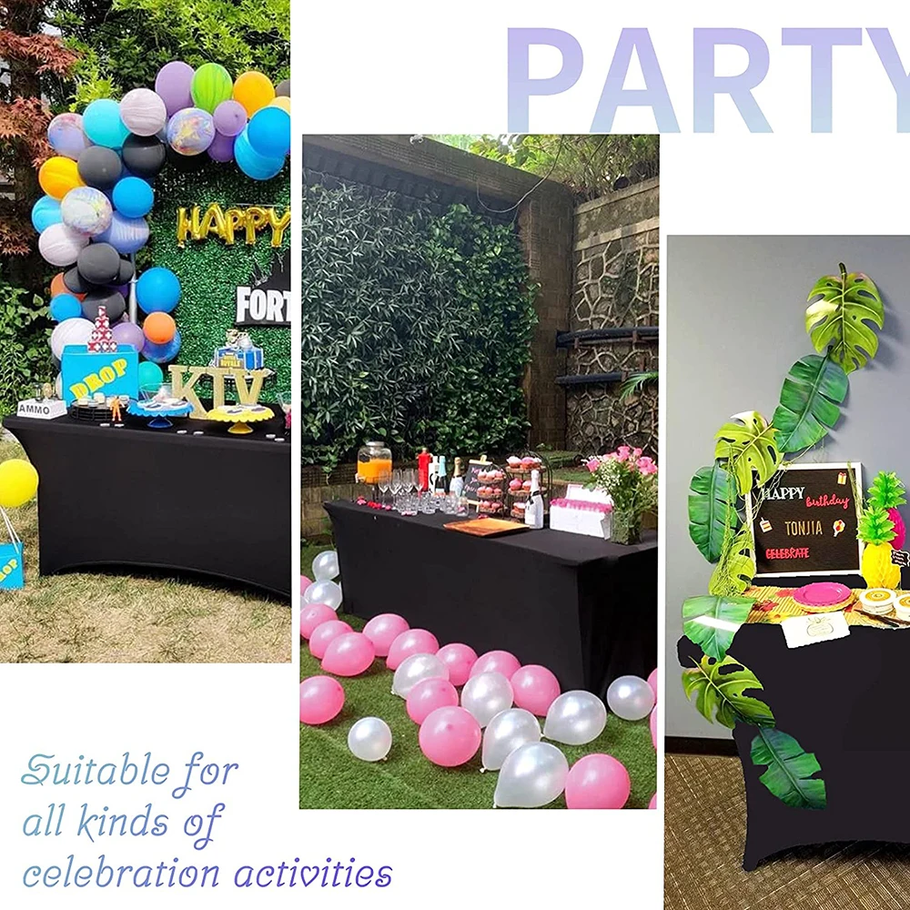 DD 4ft 6ft 8ft Logo personalizzato Spandex Copritavolo Tovaglia elasticizzata Hotel Banchetto Bancone espositivo di nozze Tovaglia decorativa