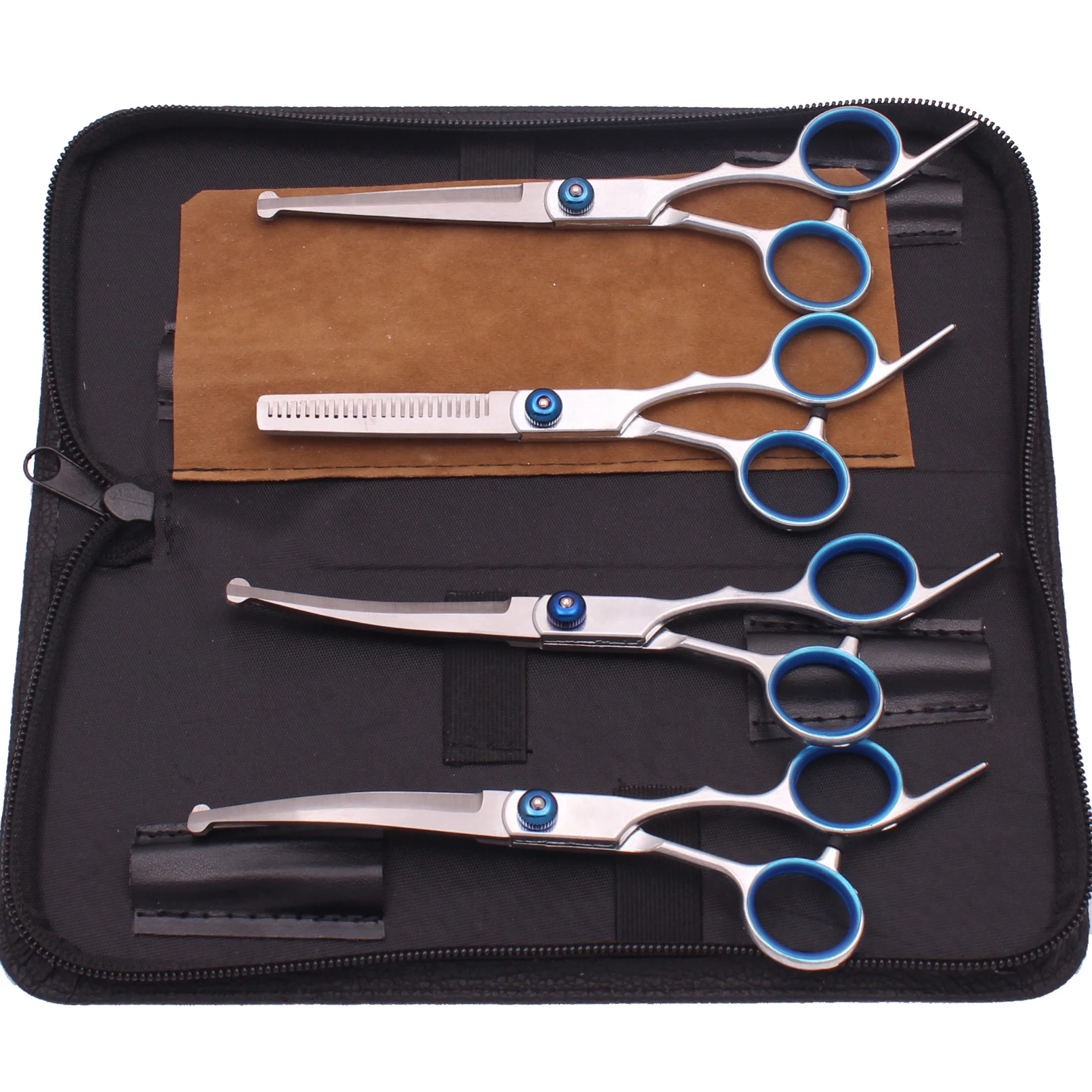 6.0 '' Pet Grooming Forbici di Sicurezza Taglio Dei Capelli Curvo Diradamento Pettine Cesoie Set Per La Casa Cani Gatti Salone C3066