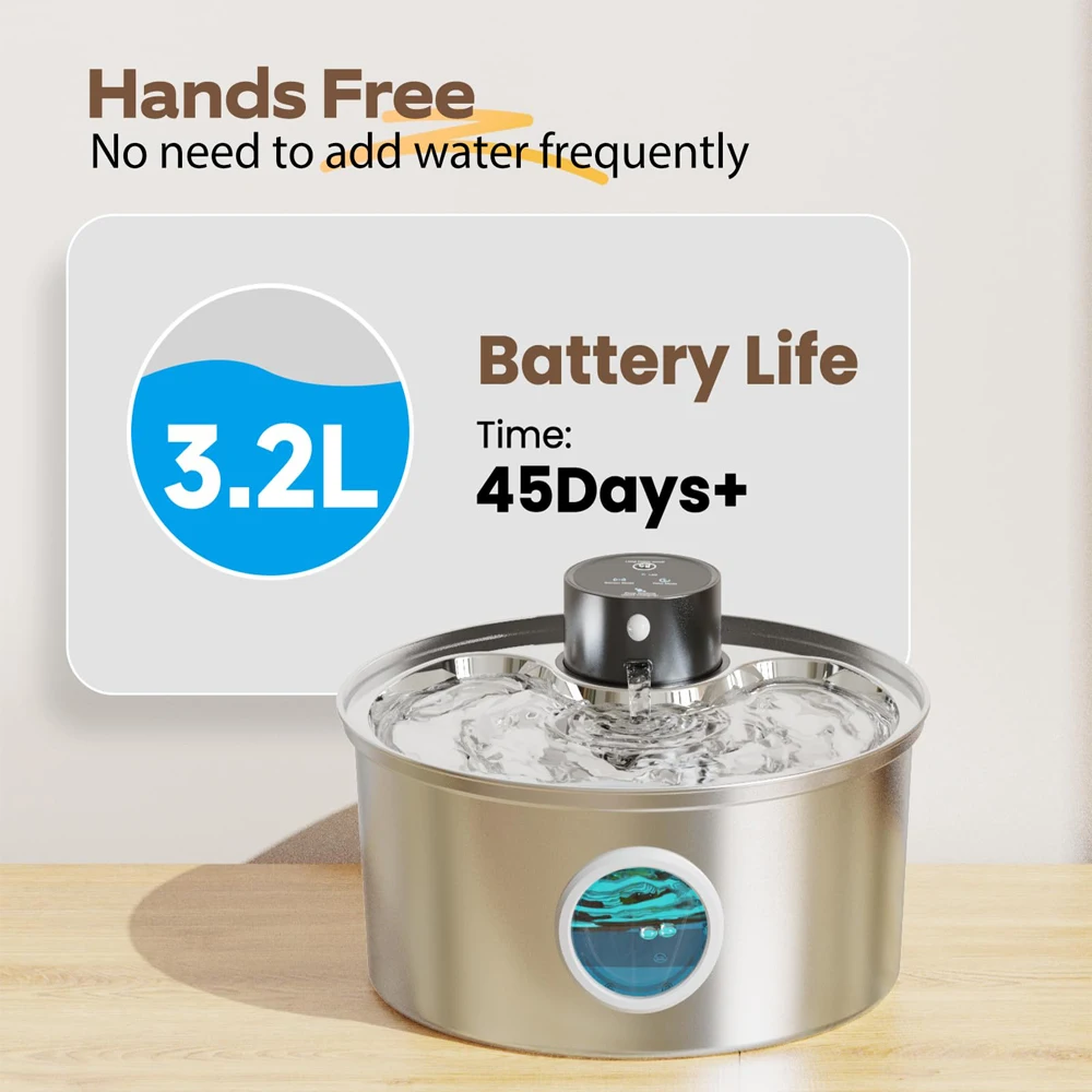 3.2L Ricarica 5V USB Fontana per gatti Sensore automatico Fontana per cani per gatti in acciaio inossidabile Ciotole per animali domestici multiple 3.2L Ricarica 5V USB Fontana per gatti Sensore automatico Fontana per cani per gatti in acciaio inossidabile Ciotole per animali domestici multiple