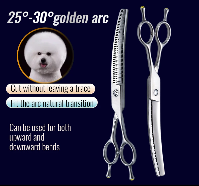 Fenice 7.0 pollici VG10 acciaio 3D gradiente denti senza tracce Pet curvo/dritto grosso forbici cuscinetto viti Pet Grooming cesoie Fenice 7.0 pollici VG10 acciaio 3D gradiente denti senza tracce Pet curvo/dritto grosso forbici cuscinetto viti Pet Grooming cesoie