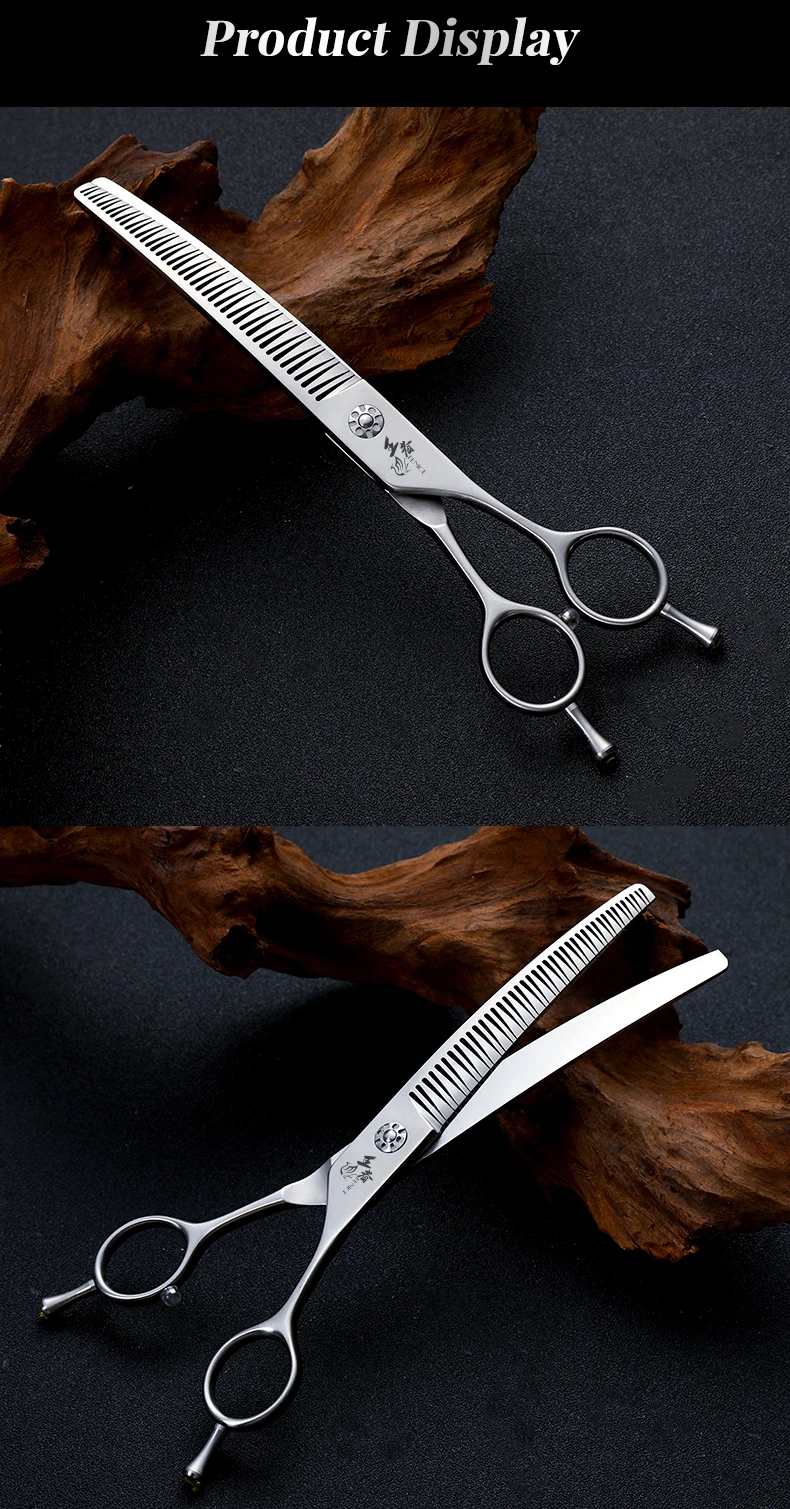 Fenice 7.0 pollici VG10 acciaio 3D gradiente denti senza tracce Pet curvo/dritto grosso forbici cuscinetto viti Pet Grooming cesoie Fenice 7.0 pollici VG10 acciaio 3D gradiente denti senza tracce Pet curvo/dritto grosso forbici cuscinetto viti Pet Grooming cesoie