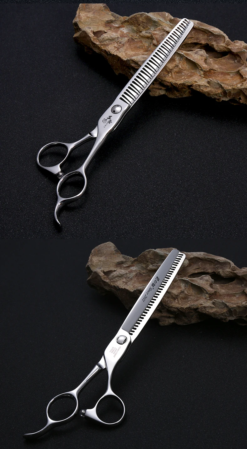 Fenice 7.0 pollici VG10 acciaio 3D gradiente denti senza tracce Pet curvo/dritto grosso forbici cuscinetto viti Pet Grooming cesoie Fenice 7.0 pollici VG10 acciaio 3D gradiente denti senza tracce Pet curvo/dritto grosso forbici cuscinetto viti Pet Grooming cesoie