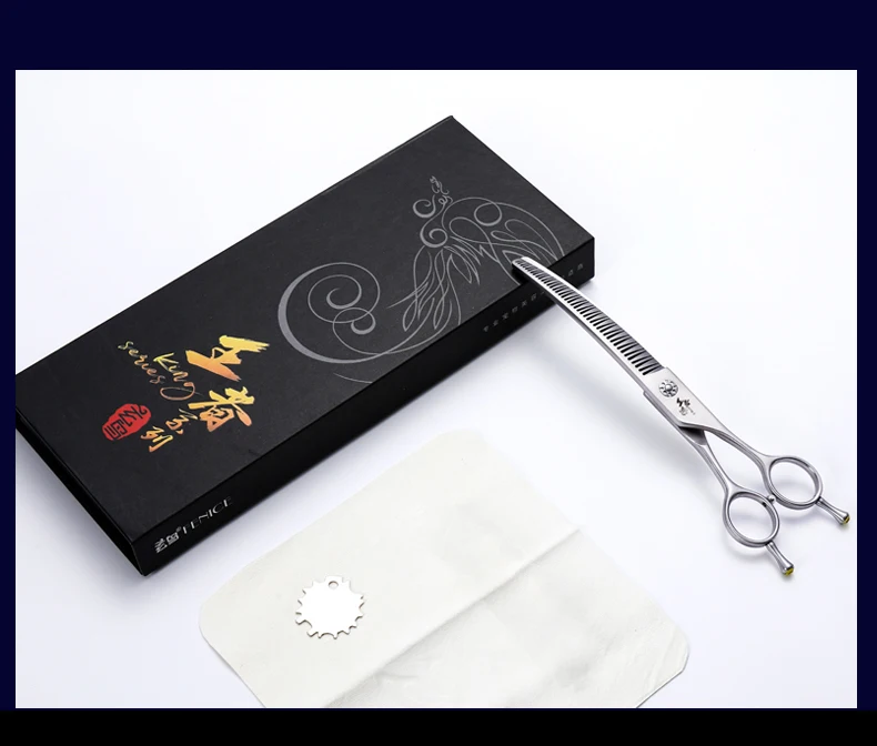 Fenice 7.0 pollici VG10 acciaio 3D gradiente denti senza tracce Pet curvo/dritto grosso forbici cuscinetto viti Pet Grooming cesoie Fenice 7.0 pollici VG10 acciaio 3D gradiente denti senza tracce Pet curvo/dritto grosso forbici cuscinetto viti Pet Grooming cesoie