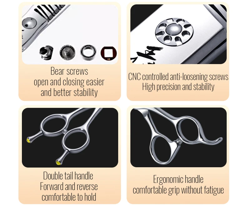 Fenice 7.0 pollici VG10 acciaio 3D gradiente denti senza tracce Pet curvo/dritto grosso forbici cuscinetto viti Pet Grooming cesoie Fenice 7.0 pollici VG10 acciaio 3D gradiente denti senza tracce Pet curvo/dritto grosso forbici cuscinetto viti Pet Grooming cesoie