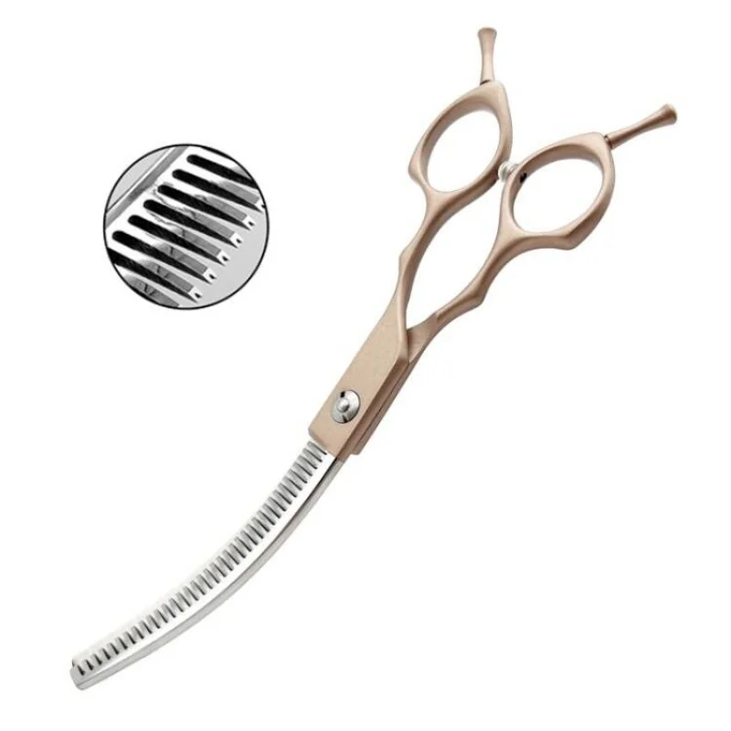 Cesoie curve da 7 pollici per toelettatura di cani in acciaio inossidabile Forbici curve per gatti, fornitura per toelettatura di animali domestici dal design speciale leggero