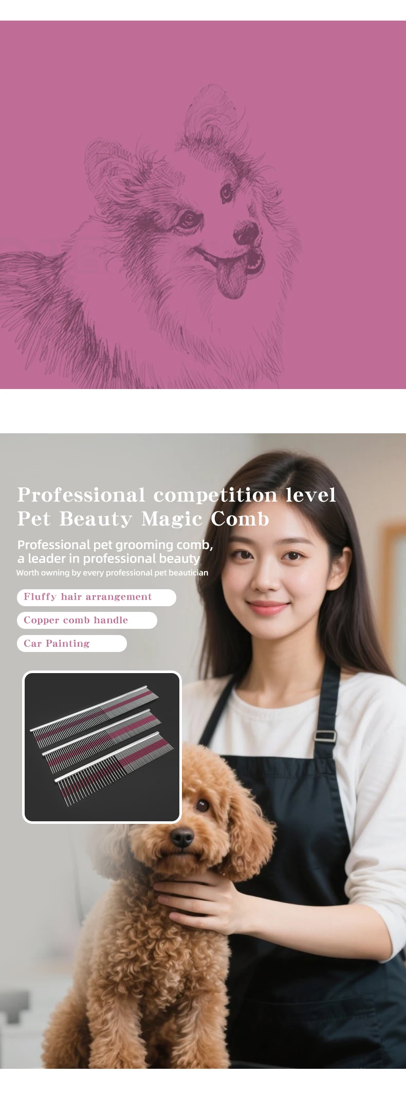Professional pet grooming magic comb High end car painting process Cat and dog comb Pet Shop Pet School Professional pet grooming magic comb High end car painting process Cat and dog comb Pet Shop Pet School