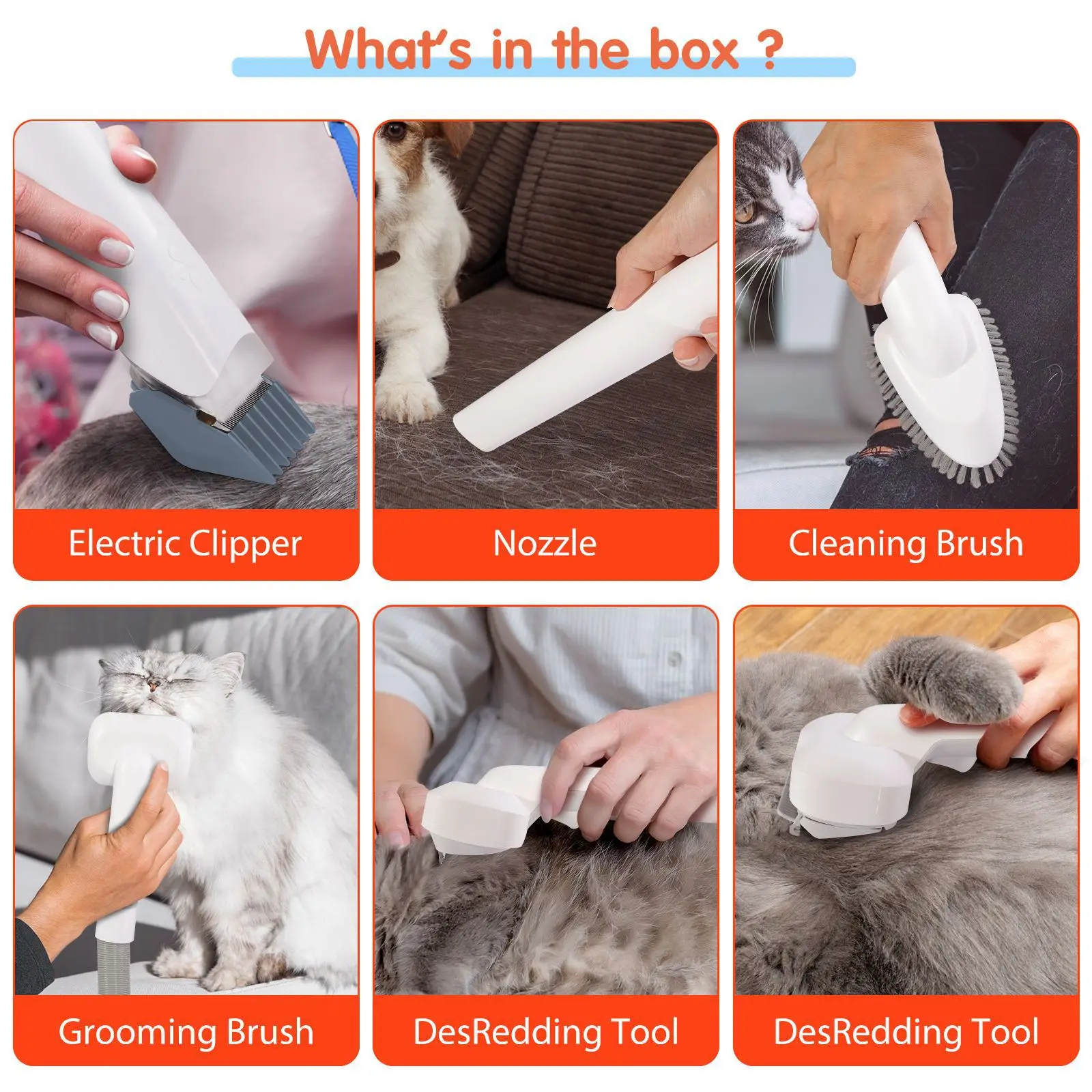 Toelettatrice multifunzionale per animali domestici e aspirazione sottovuoto all-in-one Set per toelettatura animali domestici con spinta da barba e spazzola per pettinare Per cani e gatti