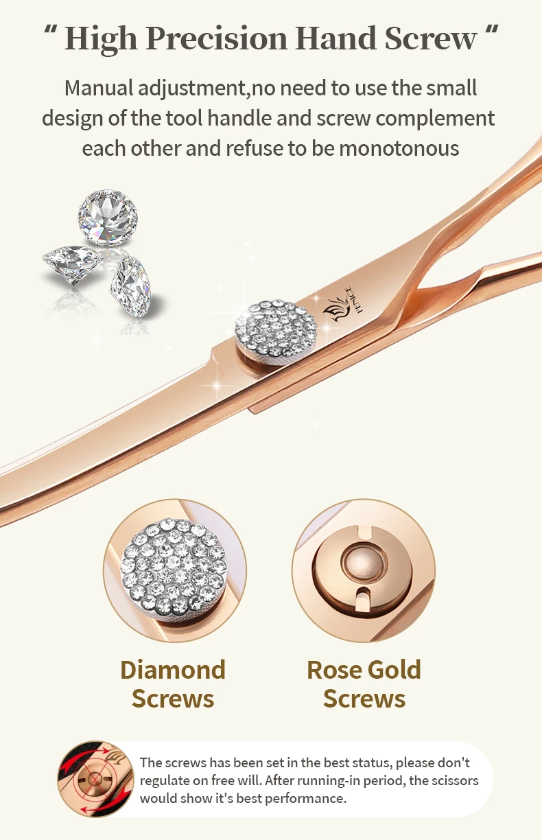 Fenice 6.5/7.0 pollici JP440C Oro rosa Toelettatura di cani da compagnia Forbici curve arrotinate/assicate Cesoie per sfoltire i denti senza traccia/a forma di V