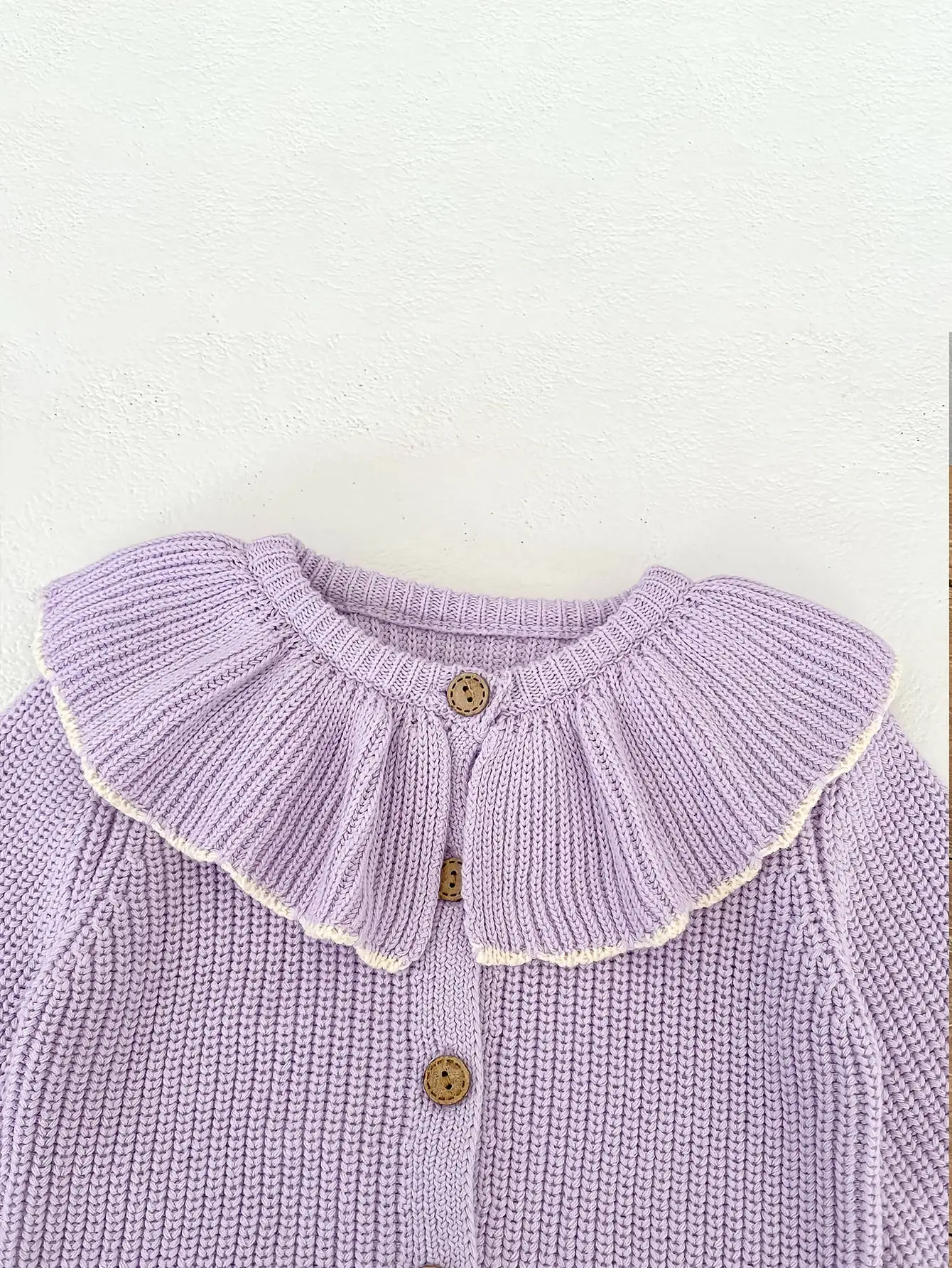 INS Primavera e Autunno Neonati 0-3 Anni Bambina Moda Colletto con Volant Cappotto Lavorato a Maglia Piccolo Cardigan Maglione Top
