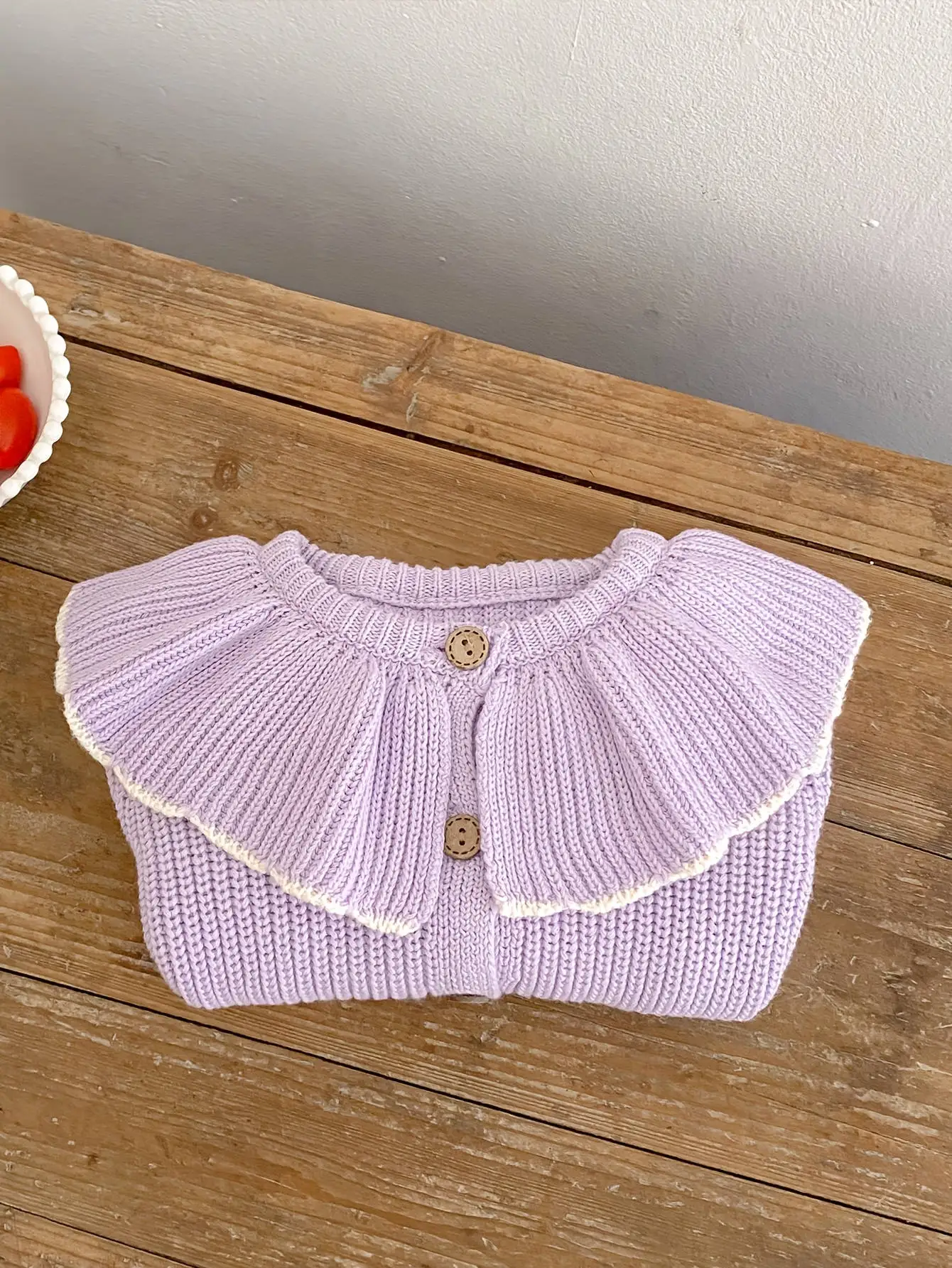 INS Primavera e Autunno Neonati 0-3 Anni Bambina Moda Colletto con Volant Cappotto Lavorato a Maglia Piccolo Cardigan Maglione Top