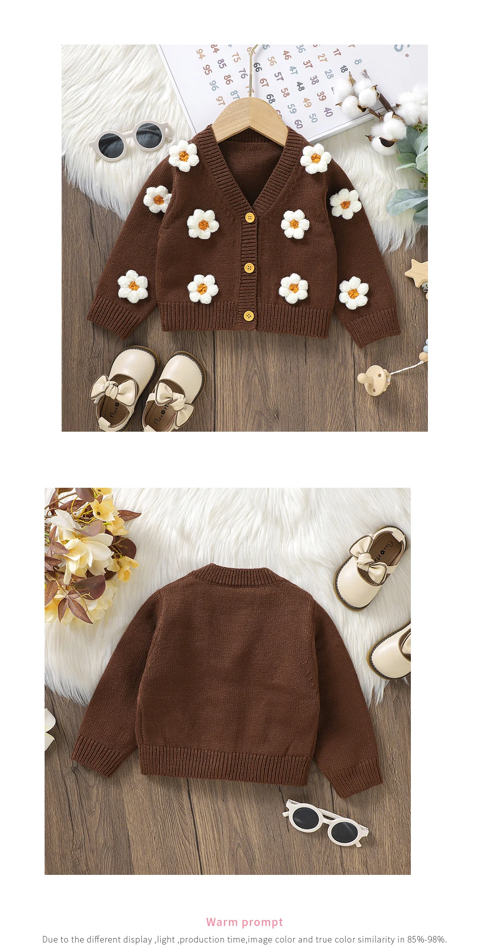 Dolce manica lunga scollo a V monopetto neonate primavera e autunno cappotto cardigan per neonati in acrilico lavorato a maglia per 6-36 mesi neonato Dolce manica lunga scollo a V monopetto neonate primavera e autunno cappotto cardigan per neonati in acrilico lavorato a maglia per 6-36 mesi neonato