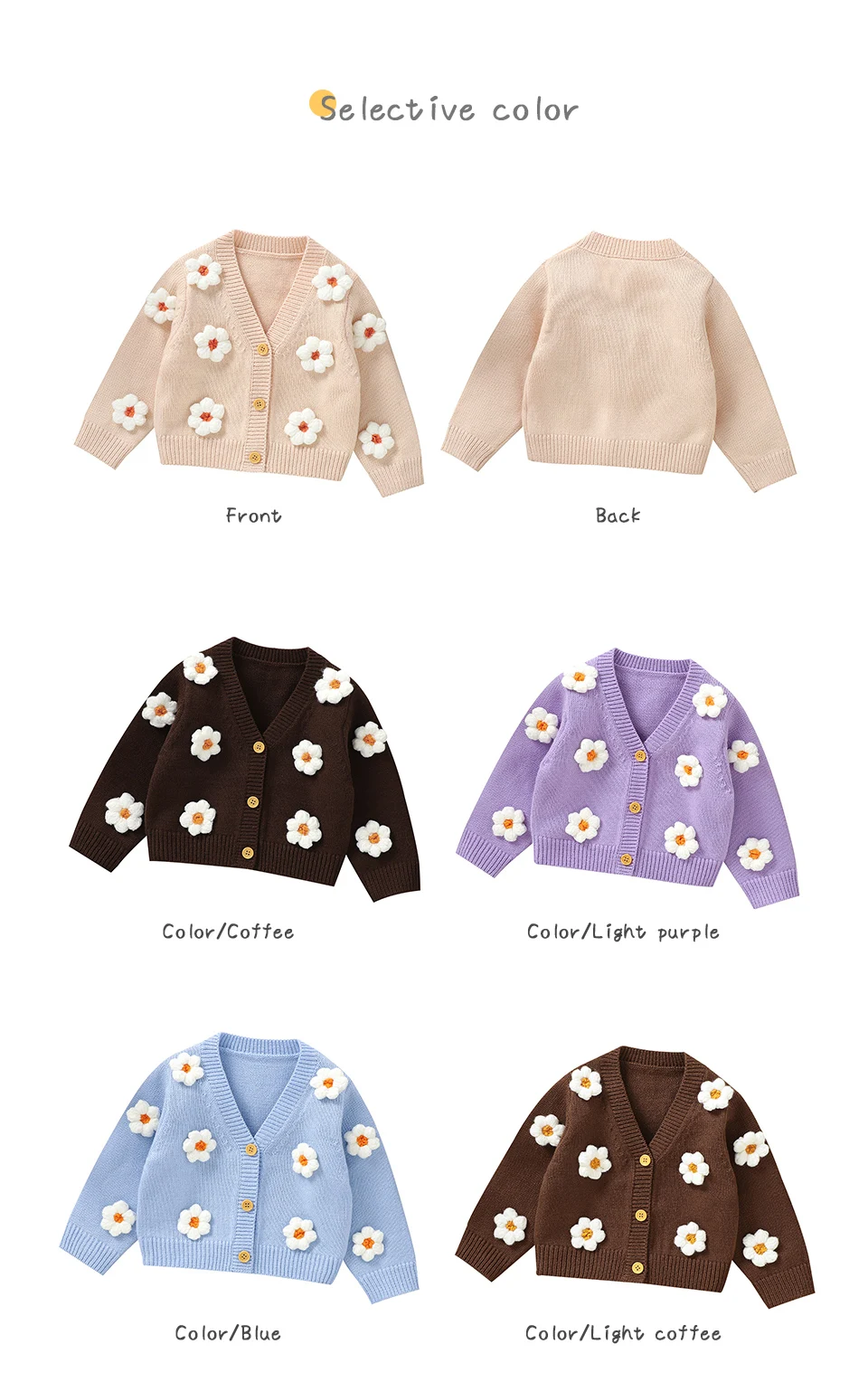 Dolce manica lunga scollo a V monopetto neonate primavera e autunno cappotto cardigan per neonati in acrilico lavorato a maglia per 6-36 mesi neonato Dolce manica lunga scollo a V monopetto neonate primavera e autunno cappotto cardigan per neonati in acrilico lavorato a maglia per 6-36 mesi neonato