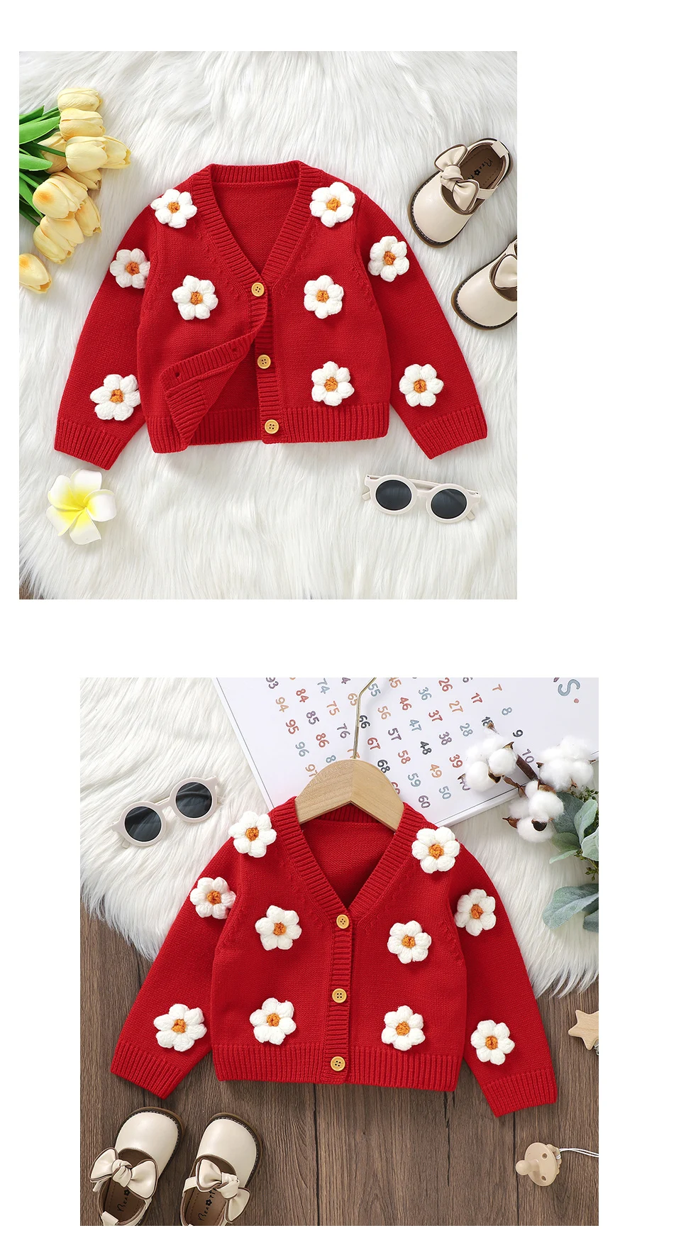 Dolce manica lunga scollo a V monopetto neonate primavera e autunno cappotto cardigan per neonati in acrilico lavorato a maglia per 6-36 mesi neonato Dolce manica lunga scollo a V monopetto neonate primavera e autunno cappotto cardigan per neonati in acrilico lavorato a maglia per 6-36 mesi neonato