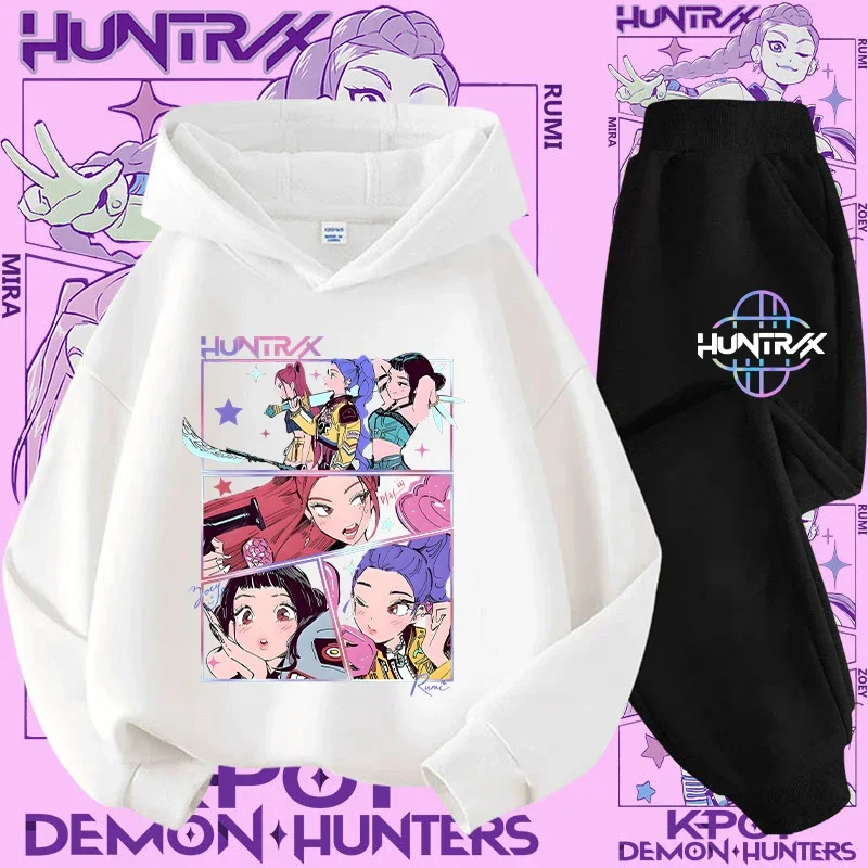 2025 film stile coreano Imposta felpe con cappuccio per bambini Kpop Demon Hunters Pullover Felpa Trucksuit Cartoon Girls Boy Abbigliamento per bambini