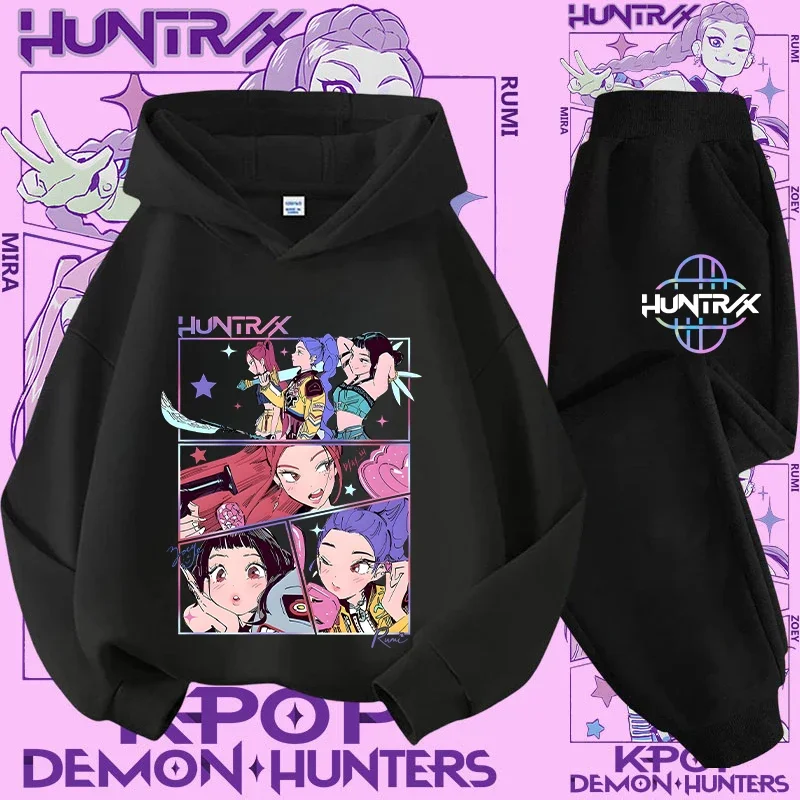 2025 film stile coreano Imposta felpe con cappuccio per bambini Kpop Demon Hunters Pullover Felpa Trucksuit Cartoon Girls Boy Abbigliamento per bambini