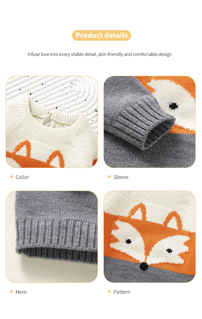 Maglioni per bambini Lavorati a maglia Abbigliamento per neonati Moda a righe Simpatico volpe Top Capispalla Infantile Ragazze Ragazzi Pullover Manica lunga Autunno Maglioni per bambini Lavorati a maglia Abbigliamento per neonati Moda a righe Simpatico volpe Top Capispalla Infantile Ragazze Ragazzi Pullover Manica lunga Autunno