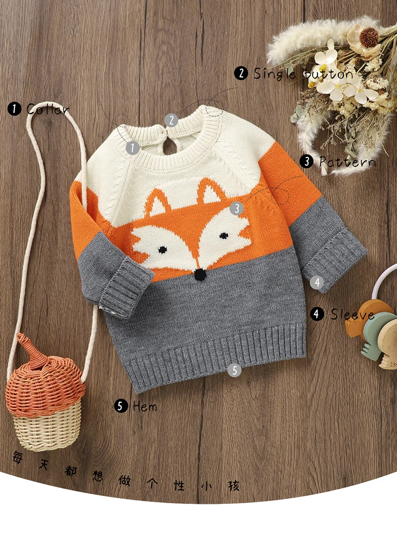 Maglioni per bambini Lavorati a maglia Abbigliamento per neonati Moda a righe Simpatico volpe Top Capispalla Infantile Ragazze Ragazzi Pullover Manica lunga Autunno Maglioni per bambini Lavorati a maglia Abbigliamento per neonati Moda a righe Simpatico volpe Top Capispalla Infantile Ragazze Ragazzi Pullover Manica lunga Autunno