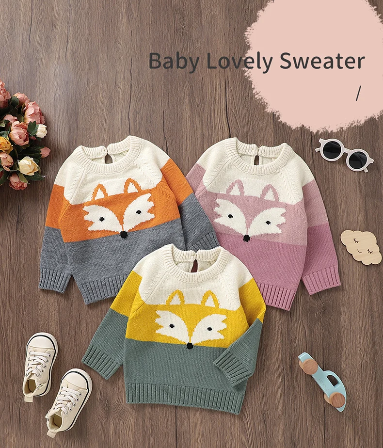 Maglioni per bambini Lavorati a maglia Abbigliamento per neonati Moda a righe Simpatico volpe Top Capispalla Infantile Ragazze Ragazzi Pullover Manica lunga Autunno Maglioni per bambini Lavorati a maglia Abbigliamento per neonati Moda a righe Simpatico volpe Top Capispalla Infantile Ragazze Ragazzi Pullover Manica lunga Autunno