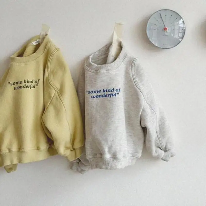 2025 primavera nuovo pullover a maniche lunghe per neonati top con stampa di lettere per bambini felpa casual per bambini top per bambini vestiti per ragazza ragazzo