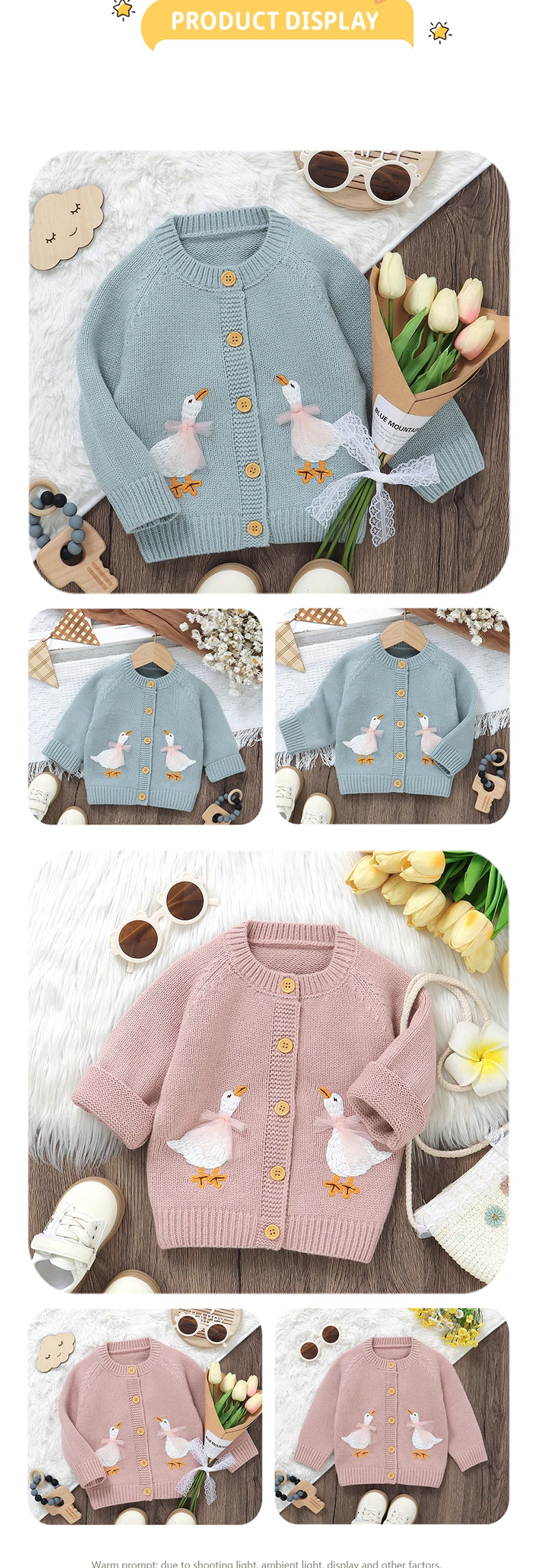 Maglione per bambini lavorato a maglia infantile ragazzo ragazza cardigan moda simpatico cartone animato oca neonato vestiti per bambini manica lunga autunno top capispalla