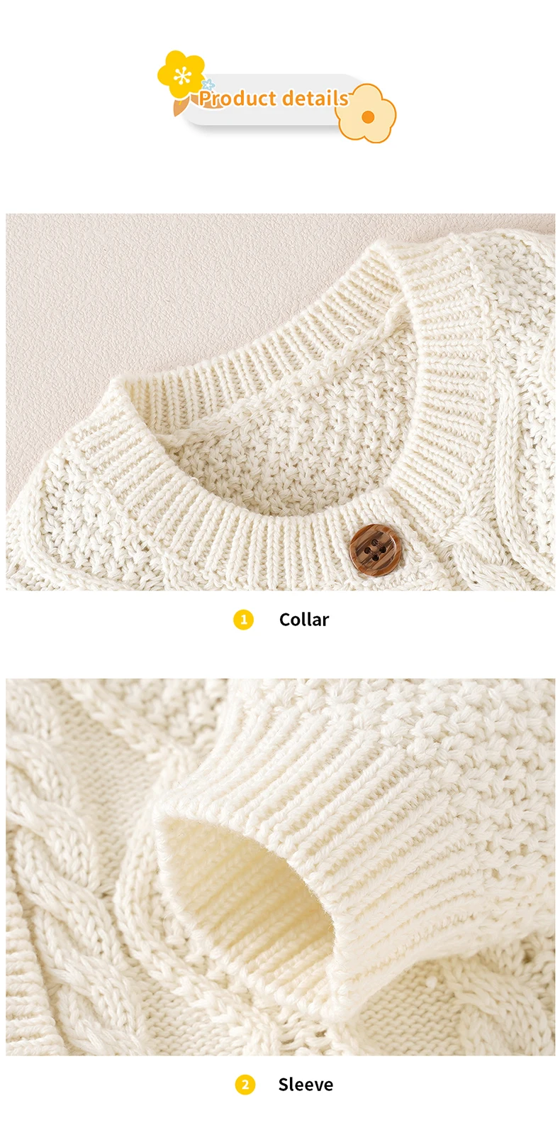 Maglione per bambini in cotone lavorato a maglia per neonati Abbigliamento per bambini Moda Solid Top Capispalla Infantile Ragazze Ragazzi Cardigan Manica lunga Autunno 0-3 anni