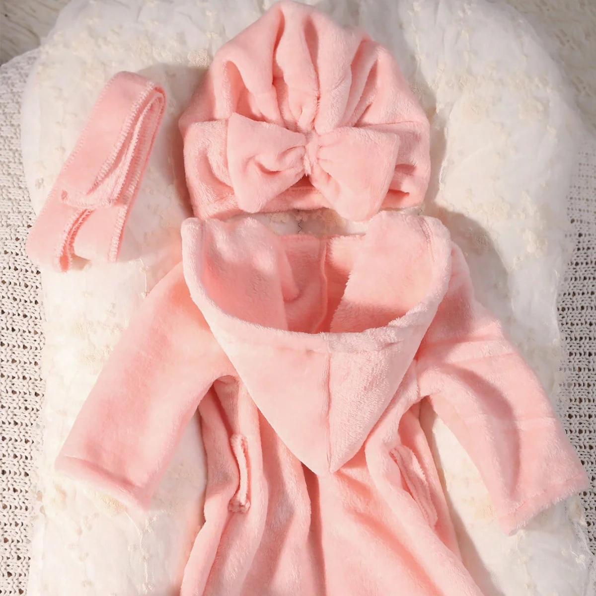 Ylsteed Accappatoio per fotografia neonato con cappello turbante e pantofole Amore ricamo Pigiama per bambina Abito per servizio fotografico infantile