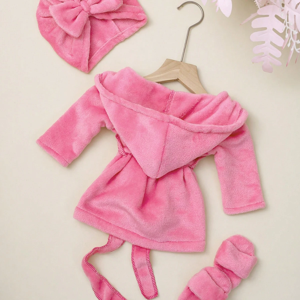 Ylsteed Accappatoio per fotografia neonato con cappello turbante e pantofole Amore ricamo Pigiama per bambina Abito per servizio fotografico infantile