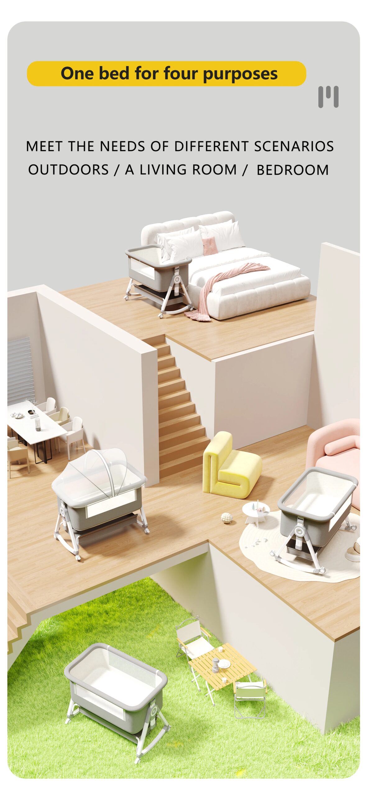 Culla 3 in 1 Lettino per bambini Portatile pieghevole regolabile in altezza Ruote girevoli Shaker Culla con zanzariera per neonato Culla 3 in 1 Lettino per bambini Portatile pieghevole regolabile in altezza Ruote girevoli Shaker Culla con zanzariera per neonato