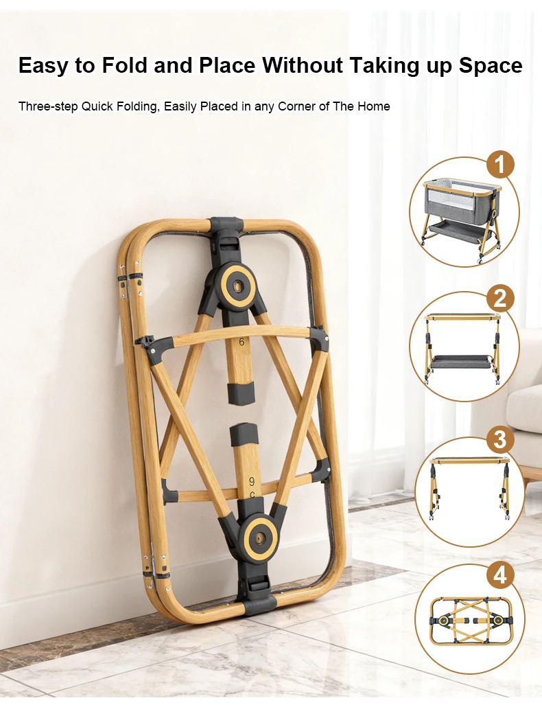 Culla 3 in 1 Culla da comodino Box per bambini Altezza regolabile Ruote girevoli Materasso accogliente Zanzara per neonati neonati