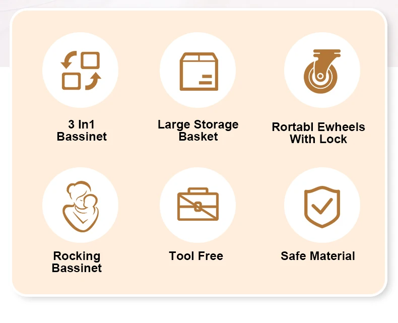 Culla 3 in 1 Culla da comodino Box per bambini Altezza regolabile Ruote girevoli Materasso accogliente Zanzara per neonati neonati