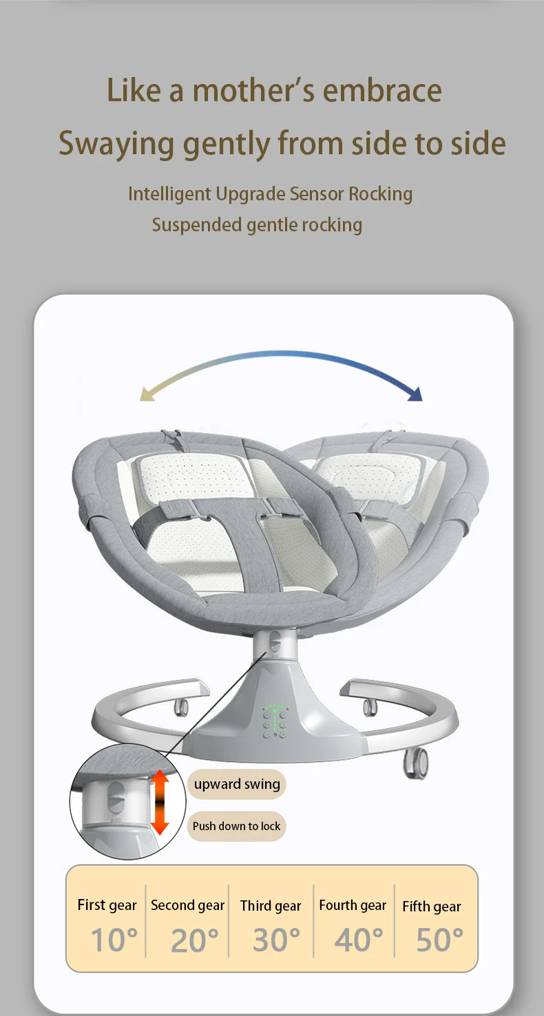 Sedia a dondolo elettrica per bambini Bluetooth Funzione timer per culla Gioca musica con zanzariera Bilanciere per bambini Ingranaggi multipli Lenisce a dormire Schienale regolabile per culla multifunzionale leggero Nuovo modello Deluxe Sedia a dondolo elettrica per bambini Bluetooth Funzione timer per culla Gioca musica con zanzariera Bilanciere per bambini Ingranaggi multipli Lenisce a dormire Schienale regolabile per culla multifunzionale leggero Nuovo modello Deluxe