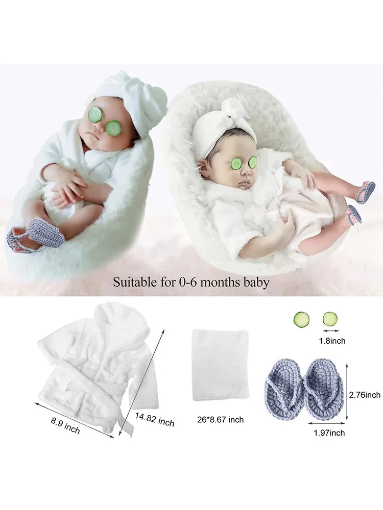5 pezzi puntelli per fotografia neonato accappatoi per bambina asciugamano da bagno vestito con pantofole cetriolo puntelli per foto per bambine e bambini 5 pezzi puntelli per fotografia neonato accappatoi per bambina asciugamano da bagno vestito con pantofole cetriolo puntelli per foto per bambine e bambini