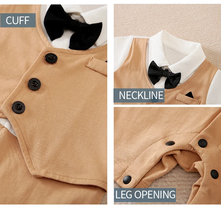 0-18 Body per neonati stile gentiluomo bello cotone formale confortevole morbido ragazzi e ragazze vestiti estivi a maniche corte per neonati