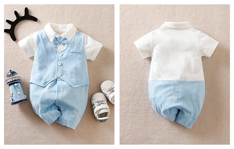 0-18 Body per neonati stile gentiluomo bello cotone formale confortevole morbido ragazzi e ragazze vestiti estivi a maniche corte per neonati