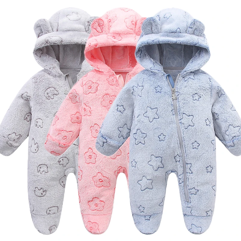 Morbidi vestiti per neonati Flanella Autunno Inverno Neonati maschi Ragazze Tuta Cartoon Neonato Tuta Pagliaccetti caldi per neonati 0-12M