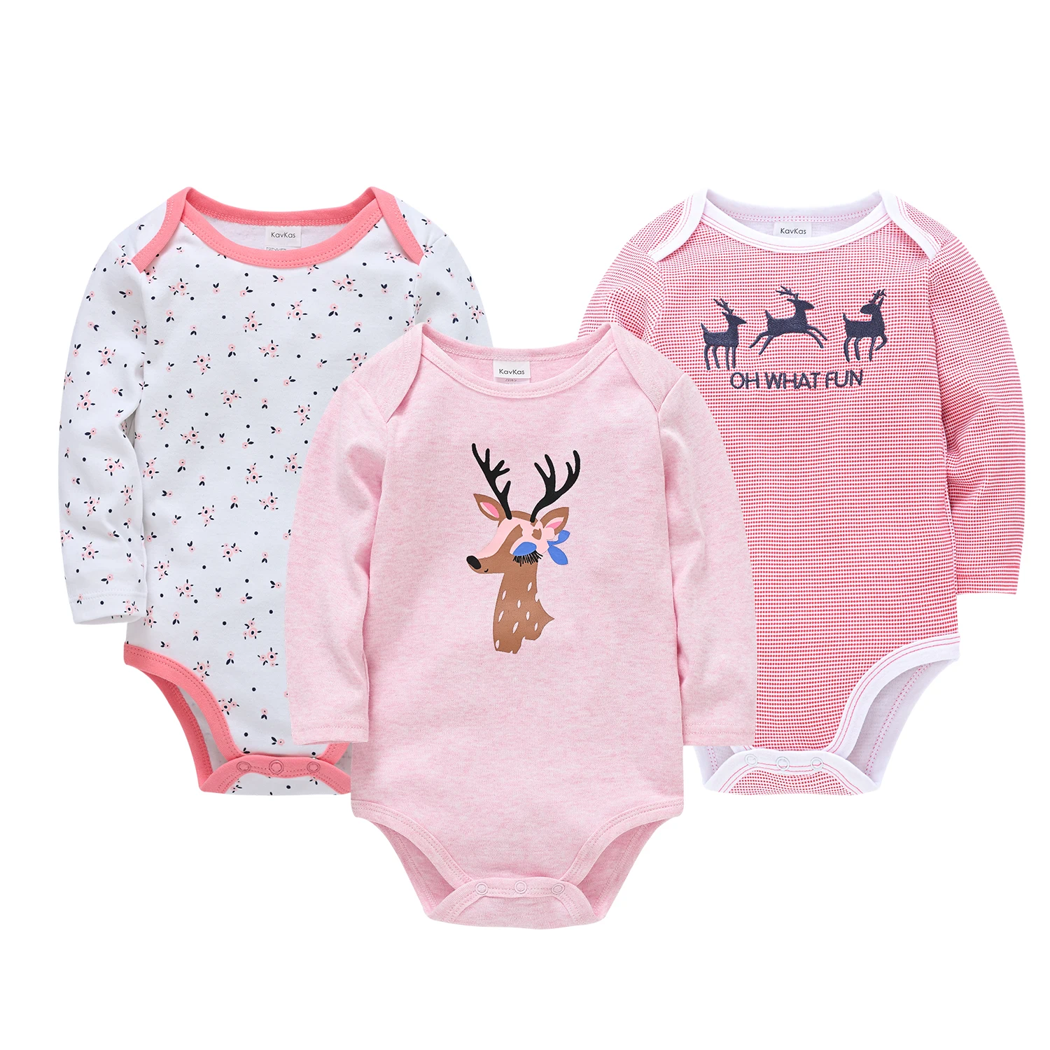 Set di 3/5/6 Pezzi Abbigliamento per Bambine con Stampa Natalizia di Cervo Rosso, Body a Maniche Lunghe in Cotone per Bambini da 3-24 Mesi