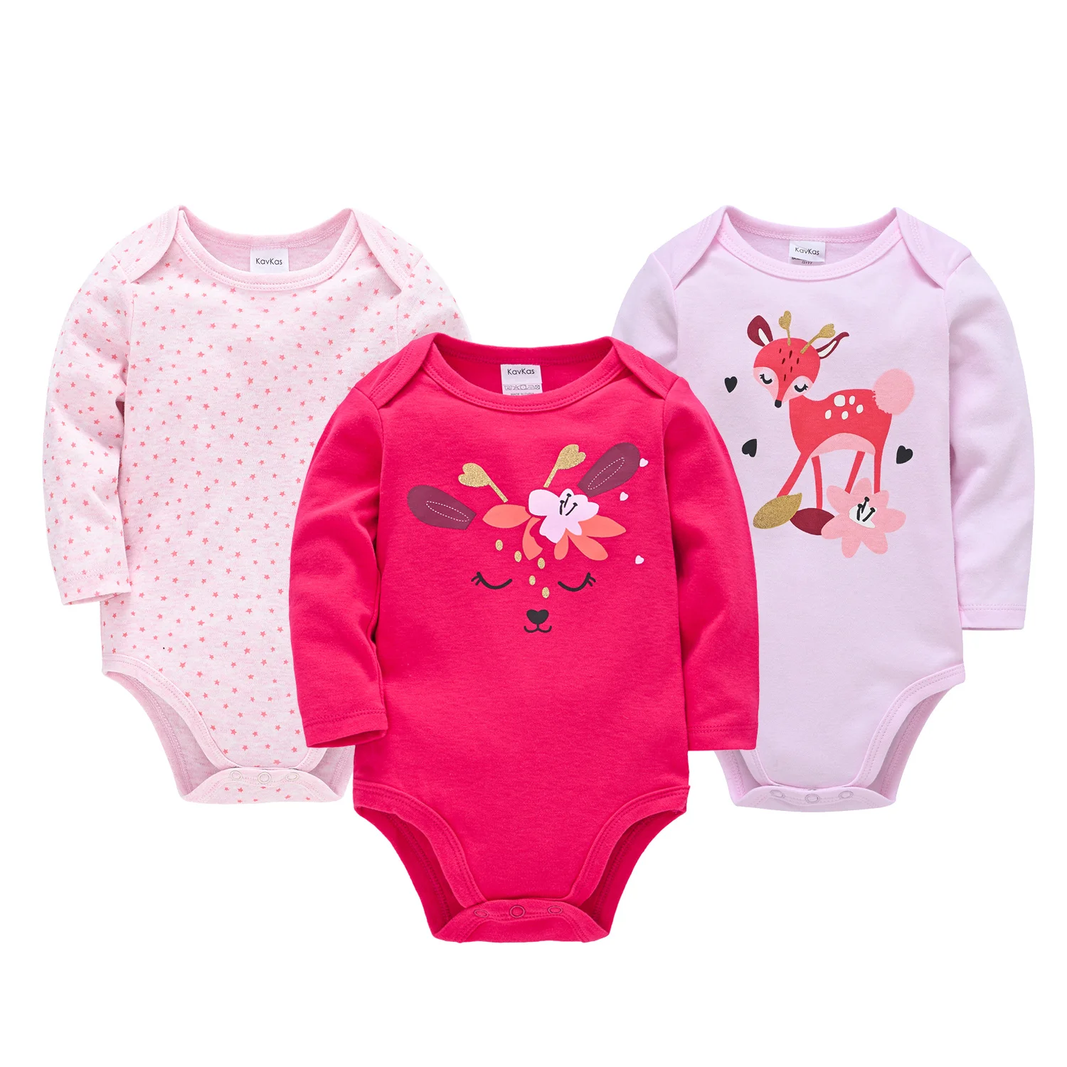 Set di 3/5/6 Pezzi Abbigliamento per Bambine con Stampa Natalizia di Cervo Rosso, Body a Maniche Lunghe in Cotone per Bambini da 3-24 Mesi