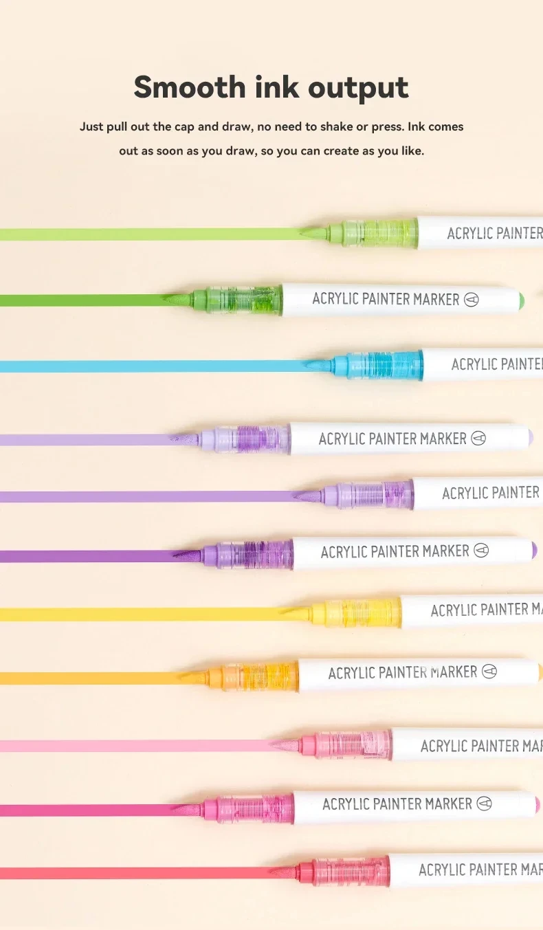 Languo 9 pz/scatola Pennello Morbido Pennarello Acrilico Set, Disegnato A Mano FAI DA TE, Pennarelli di Arte Della Vernice, Studente Graffiti Penne di Vernice Acrilica, M720