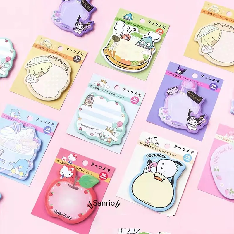40 pz/lotto Kuromi Melody Memo Pad Sanrio Pochacco Sticky Notes etichetta di cancelleria blocco note Planner Sticker Post School Supplies